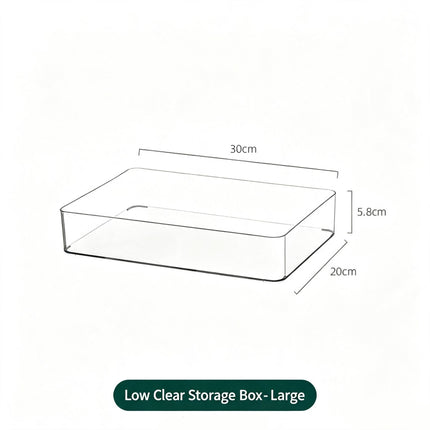 Low Profile Clear Storage Box, Large Size Spacious Acrylic Vanity Organiser