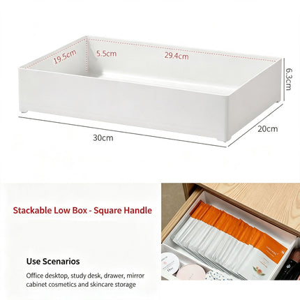 White Low Square Storage Box