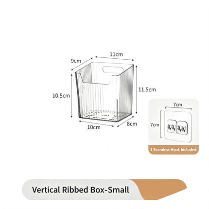 Vertical Texture Clear Storage Box, Small Size with Hook