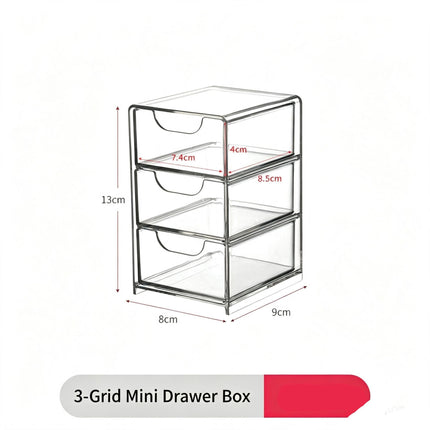 Clear Mini 3 Grid Acrylic Storage Box