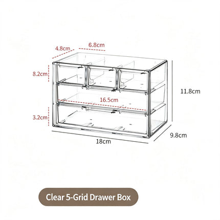 Clear 5 Grid Drawer Organiser