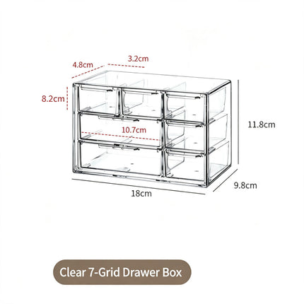 Clear 7 Grid Drawer Organiser