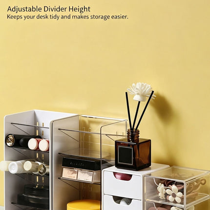 Grey Square Storage Tube, 3 Compartments Acrylic Cosmetic Holder