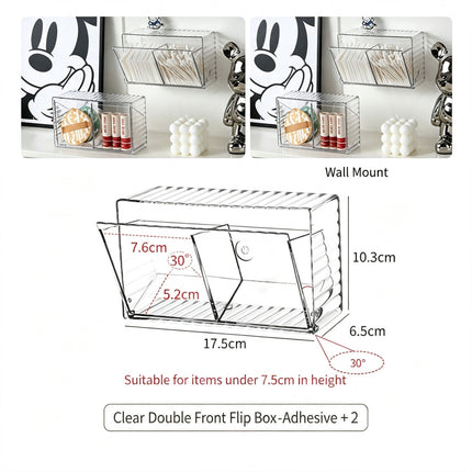Clear Dual Compartment Front Flip Storage Box
