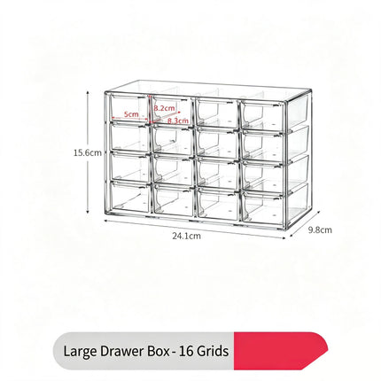 Clear 16 Grid Large Cosmetic Storage Box