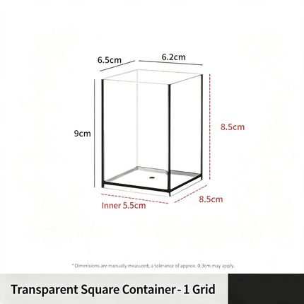 Clear Square Storage Tube, 1 Compartment Acrylic Cosmetic Holder