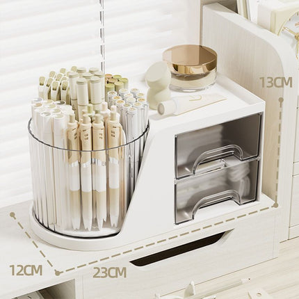 Rotatable White 2-In-1 Stationery Holder
