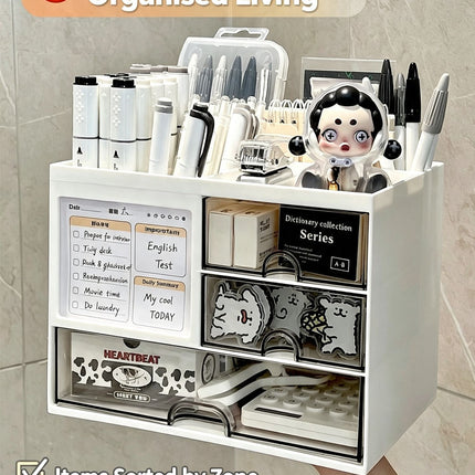 Rotatable White 2-In-1 Stationery Holder