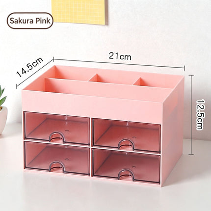 Pink Four Drawer Desk Stationery Organiser