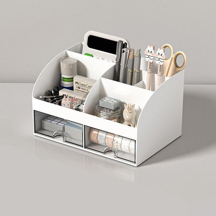 White Two Drawer Desktop Storage Case