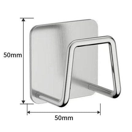 No Drill Wall Mount Bathroom Storage Hook, Household Sponge Holder, Silver 50mm, Simple Design For Modern Compact Washroom