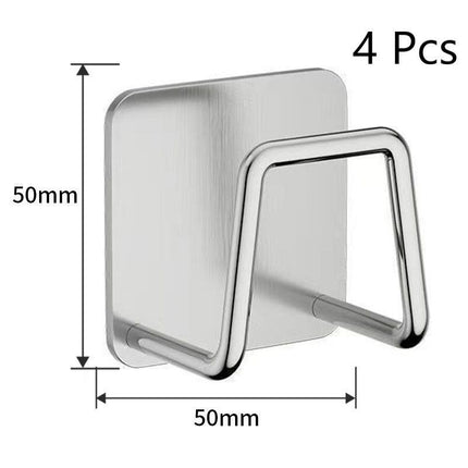 No Drill Wall Mount Bathroom Storage Hook, Household Sponge Holder, Silver 50mm 4 Pack, Practical Bulk Set For Large Family Use