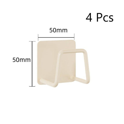 Self-Adhesive Wall Mount Sponge Holder, Bathroom Storage Hanger, White 50mm 4 Pack, Space Optimising Pack For Contemporary Bathrooms