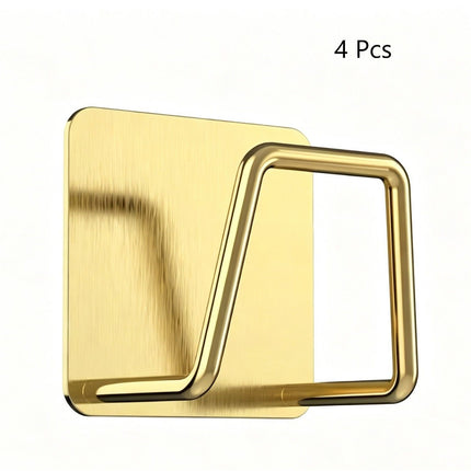 No Drill Bathroom Wall Sponge Rack, Household Basin Storage Hook, Gold 50mm 4 Pack, Luxury Multipack For Stylish Washroom Layout