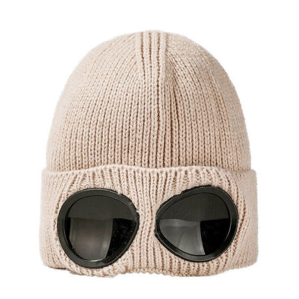 Winter Thermal Knit Beanie Equipped Windproof Eyewear