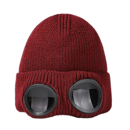 Upgraded Fleece Lined Windproof Goggle Knit Beanie