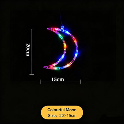 LED Battery Window Suction Lights, Colourful Moon Curtain Fairy Lights