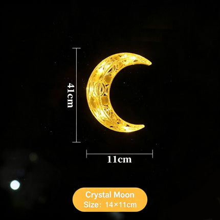 Crystal Moon LED Suction Curtain Lights, Battery Powered Christmas Window Decor, Elegant Winter Home Ornament