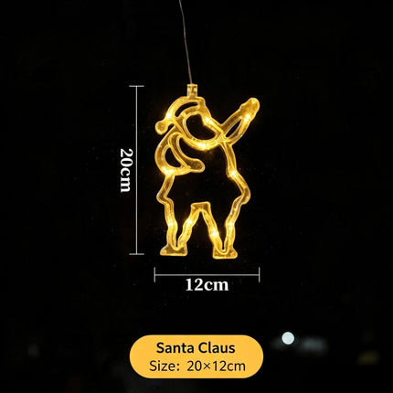 Warm White Santa Claus LED Suction Curtain Lights