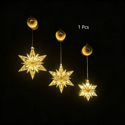 Warm White Diamond Snowflake Star LED Suction Cup Lights