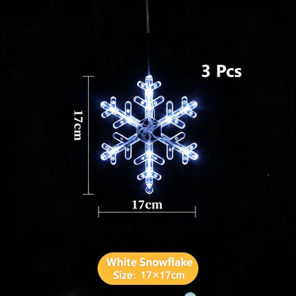 White Light Snowflake LED Suction Cup Lights 3 Pack