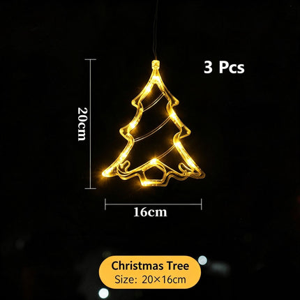 Warm White Christmas Tree LED Suction Curtain Lights 3 Pack