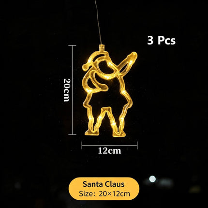 Warm White Santa Claus LED Suction Curtain Lights 3 Pack