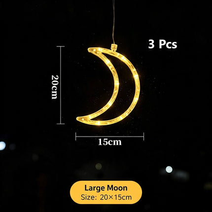 Warm White Moon LED Suction Cup Lights 3 Pack