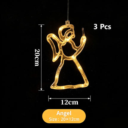 Warm White Angel Shape LED Suction Cup Lights 3 Pack