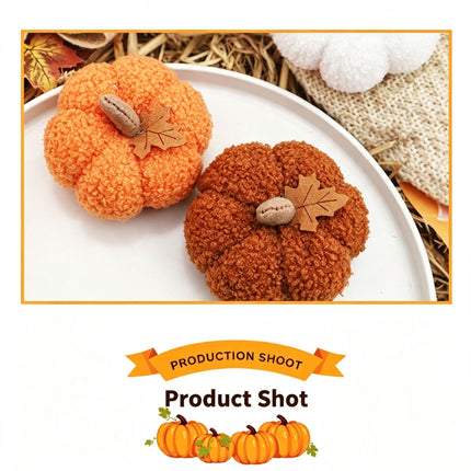Fluffy Fabric Pumpkin Figurine, White Plush Pumpkin, Elegant Desktop Ornament Suitable For Thanksgiving, Halloween And Winter Christmas Decor