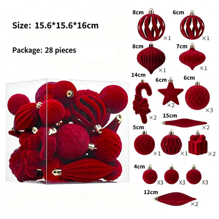 Ins Aesthetic Flocked Assorted Christmas Bauble Set