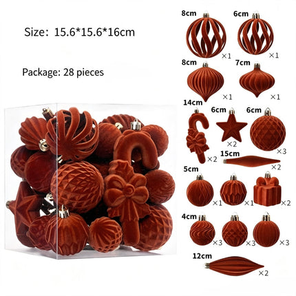 Flocked Irregular Christmas Bauble Ornaments