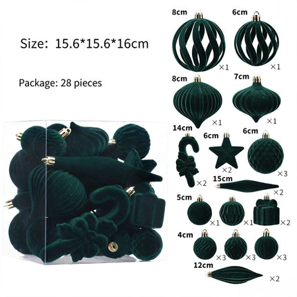 Luxury Flocked Assorted Shape Christmas Ball Set