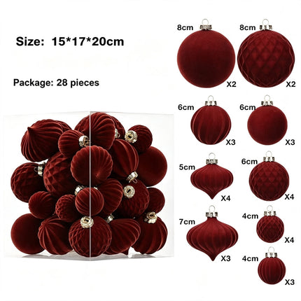 Soft Flocked Unique Shape Christmas Bauble Pack