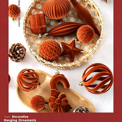 Soft Flocked Unique Shape Christmas Bauble Pack