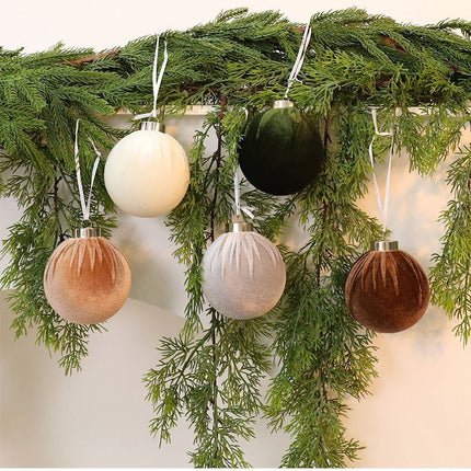 Velvet Fabric Wrapped Christmas Bauble Set, Red Green White Mix Xmas Tree Hanging Decor, 6cm