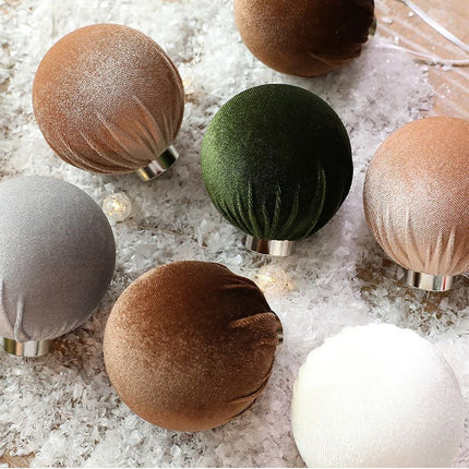 Mixed Red Green White Velvet Wrapped Xmas Baubles