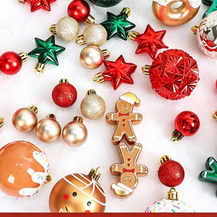 Premium Painted Christmas Ball Decor Kit, 42 Pack Festive Tree Hanging Decor, Red Green Gold Mixed Ornament Set