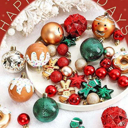 Stylish Painted Xmas Tree Decorations, 42 Pack Premium Christmas Ball Set, Champagne Gold & White Combination