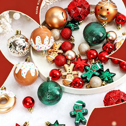 Stylish Painted Xmas Tree Decorations, 42 Pack Premium Christmas Ball Set, Champagne Gold & White Combination
