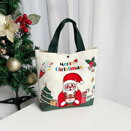 Christmas Gift Tote Bag, Cartoon Polyester Handbag