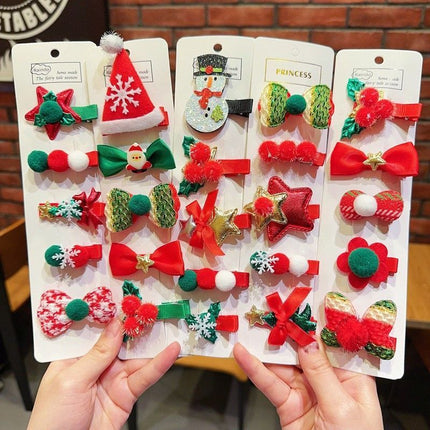 Retro Style Christmas Hair Barrettes, Decorative Side Hair Clips For Daily Outfit, Bow 5 Pack Card Package