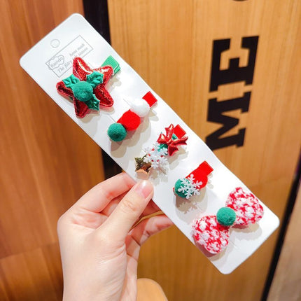 Vintage Xmas Hair Pin Set, Cute Side Fringe Clips for Holiday Look