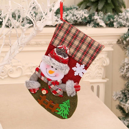 Large Fence Snowman Christmas Stocking
