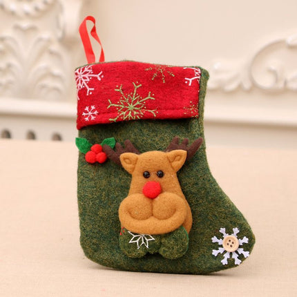 Snowflake Print Small Reindeer Christmas Stocking