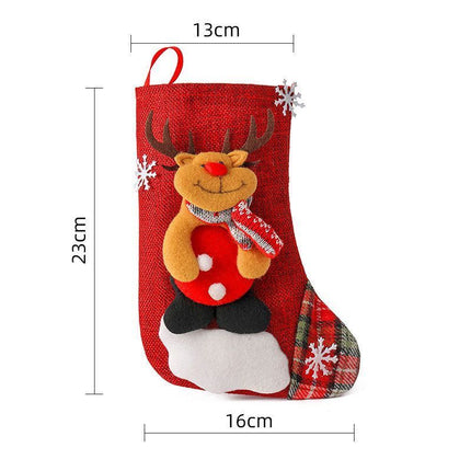 Medium Burlap Reindeer Christmas Stocking