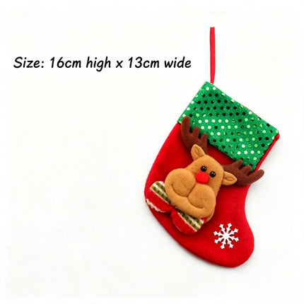 Sequin Small Reindeer Christmas Stocking