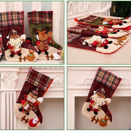 Sequin Small Bear Christmas Stocking, Tiny Xmas Gift Bag Tree Ornament