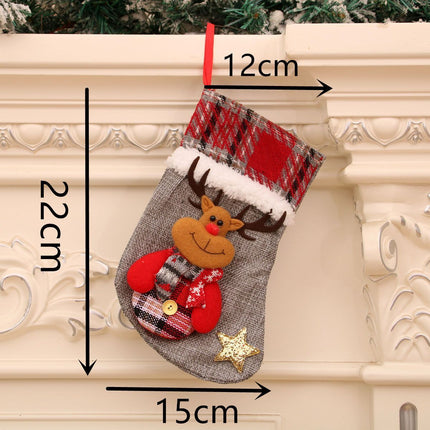 Medium Checkered Reindeer Christmas Stocking