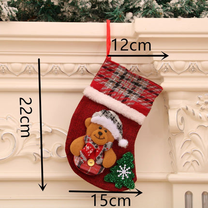 Medium Plaid Bear Christmas Stocking